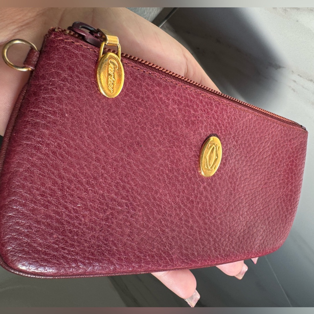 Beautiful Vintage Leather Authentic Cartier Wristlet Pouch